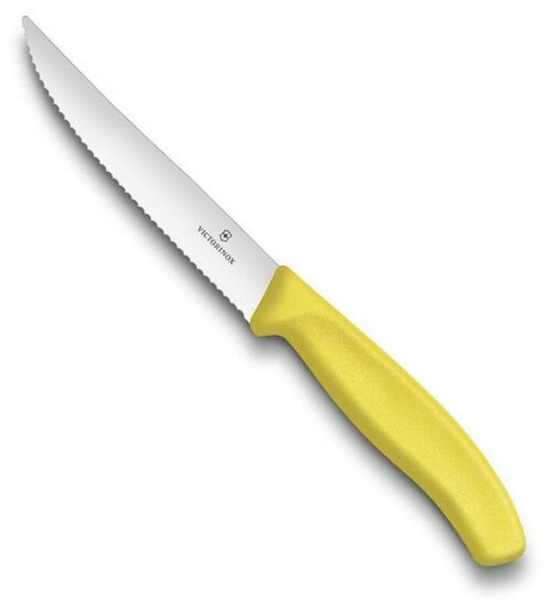 Нож Victorinox для стейков и пиццы, 12 см волнистое, желтый