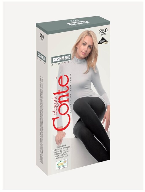 Колготки  Conte elegant Cashmere, 250 den, размер 4, черный