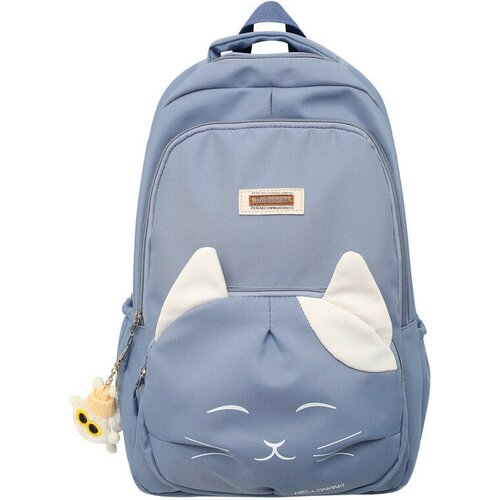 Школьный рюкзак с котиком для девочки Dokoclub, голубой рюкзак с котиком бирюзовый с цепью 7