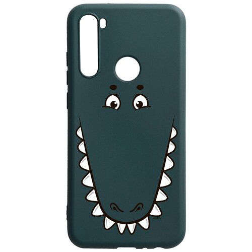 фото Силиконовый чехол-накладка silky touch 3d для xiaomi redmi note 8t с принтом "minimalistic croco" темно-зеленый gosso