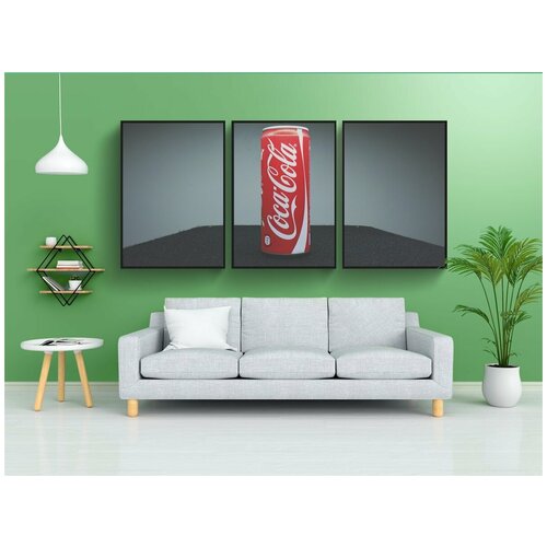 фото Набор модулных постеров для интерьера "красный, кокс, безалкогольный напиток" 60x90 см. в тубусе, без рамки lotsprints