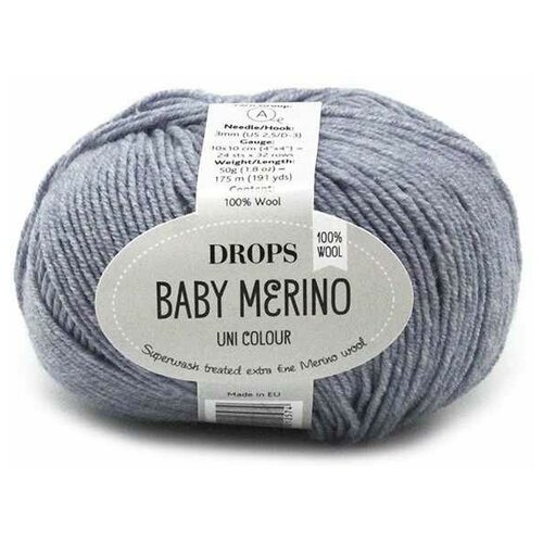 Пряжа DROPS Baby Merino Цвет.37 Св. лаванда, синий, 4 мот., мериносовая шерсть - 100%