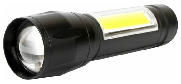 Фонарь E1337 (фонарь аккум 3,7В, черный, XPE + COB LED, 3 Ватт, 3 реж, бокс) Ultraflash