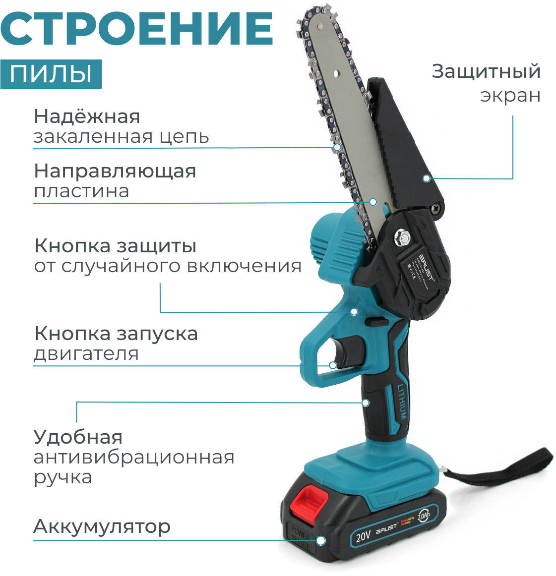 Пила цепная аккумуляторная BAUST 2в1 с двумя аккумуляторами — купить в интернет-магазине по низкой цене на Яндекс Маркете