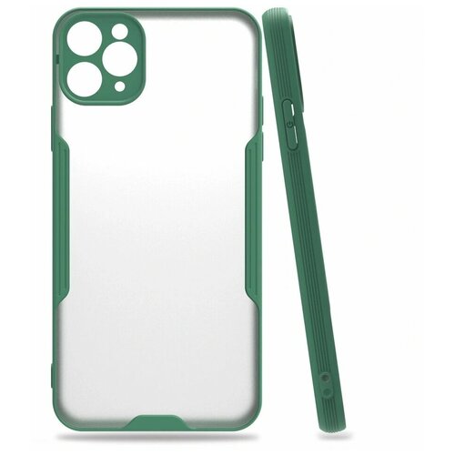 фото Чехол накладка прозрачный с защитой камеры для apple iphone 11 pro max / для айфон 11 про макс / зеленый qvatra
