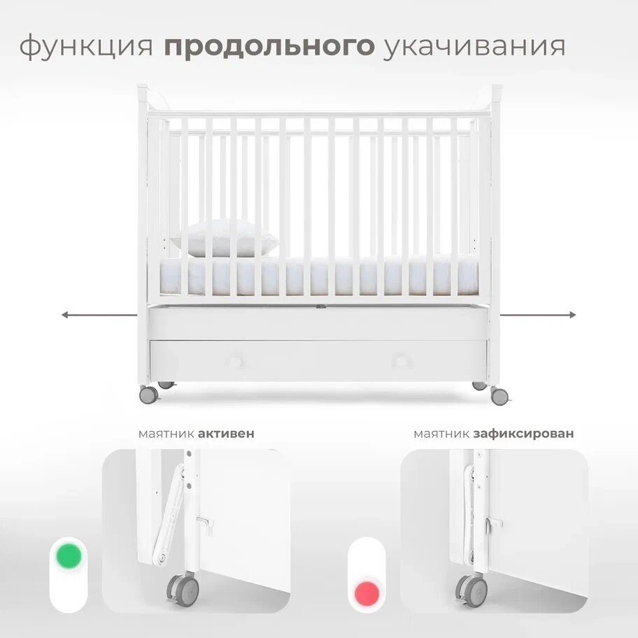 Nuovita Детская кровать Fasto swing, продольный маятник, белый - фото №5