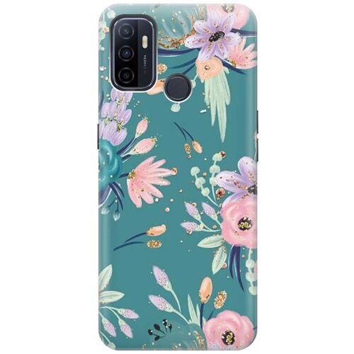 фото Re:pa чехол - накладка artcolor для oppo a53 (2020) / a32 с принтом "цветы и золотые блестки"