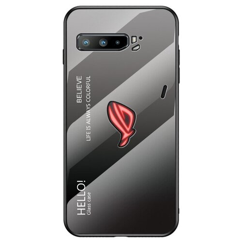 фото Чехол-бампер mypads для asus rog phone iii 3 (zs661ks) стеклянный из закаленного стекла с эффектом градиент зеркальный блестящий переливающийся черный