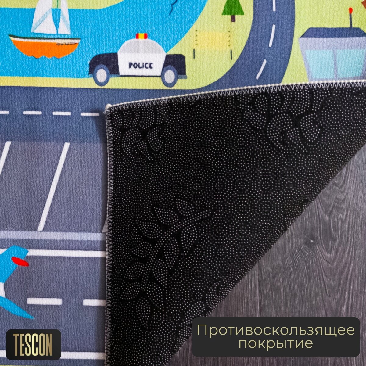 Детский безворсовый коврик TESCON "Дорога-ЖД" 150х200 см