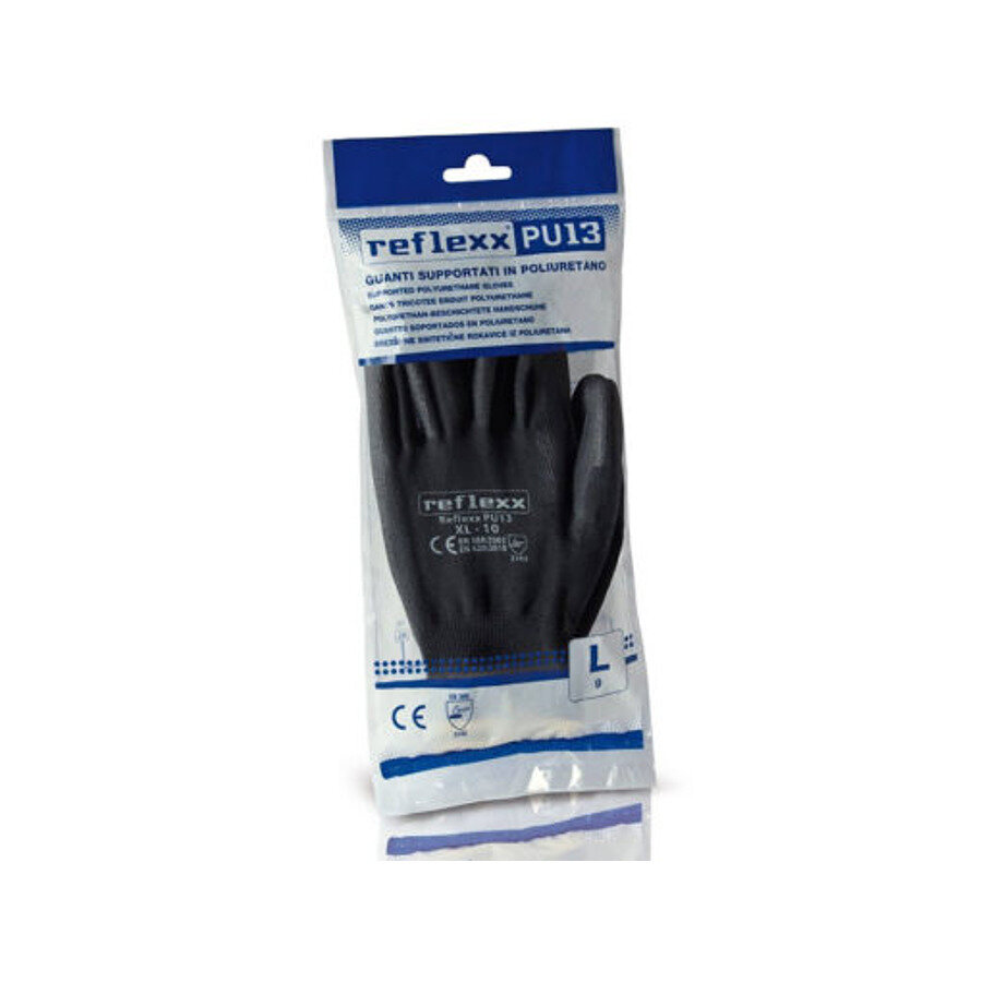 Многоразовые защитные перчатки полиуретановые 24 см. Reflexx PU13-L. 1 пара.