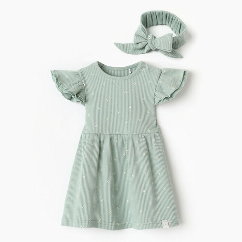 Платье Крошка Я, комплект, размер 80/86, зеленый