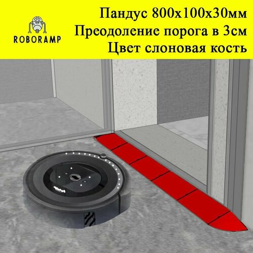 800х100х30мм слоновая кость скругленная рампа пороговая для робота-пылесоса 3360₽