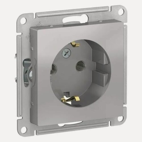 Изображение товара Розетка с заземлением, Systeme Electric (Schneider Electric) AtlasDesign, 16А, механизм розетки, цвет алюминий ATN000343 3шт