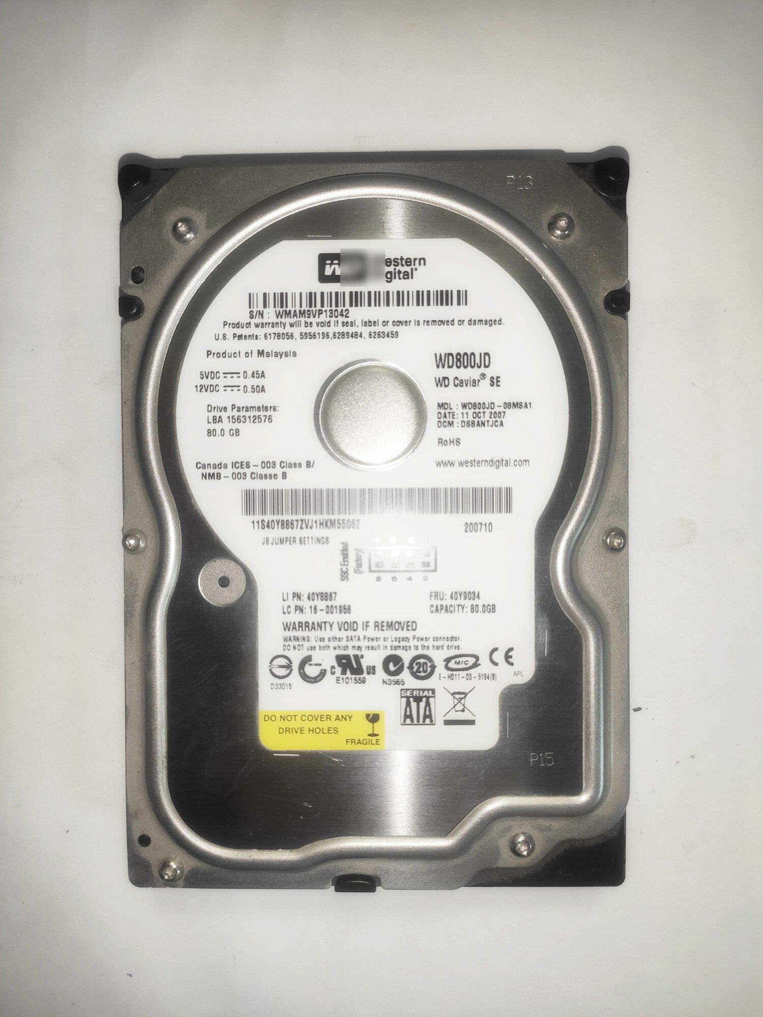 Жесткий диск Western Digital 80Gb 3.5" SATA