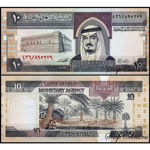 Купюра Саудовская Аравия 10 риалов 1983 (UNC Pick 23) банкнота номиналом 10 риалов 1961 1983 годов саудовская аравия