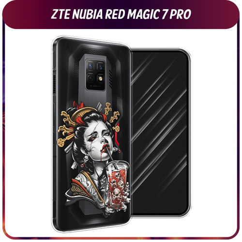 Силиконовый чехол на ZTE Nubia Red Magic 7 Pro / ЗТЕ Нубиа Ред Меджик 7 Про Опасная гейша, прозрачный силиконовый чехол на zte nubia red magic 7 pro зте нубиа ред меджик 7 про hello winter прозрачный