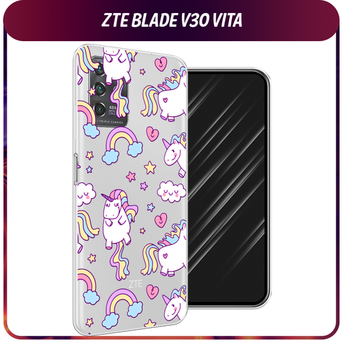 Силиконовый чехол на ZTE Blade V30 Vita / ЗТЕ Блэйд V30 Vita Sweet unicorns dreams, прозрачный полупрозрачный дизайнерский силиконовый чехол для зте блейд v30 vita zte blade v30 vita ветка сакуры