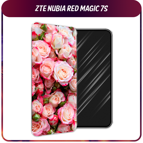 Силиконовый чехол на ZTE Nubia Red Magic 7S / ЗТЕ Нубиа Ред Меджик 7S Много роз гидрогелевая противоударная защитная пленка для zte nubia red magic 7s зте нубиа ред меджик 7s