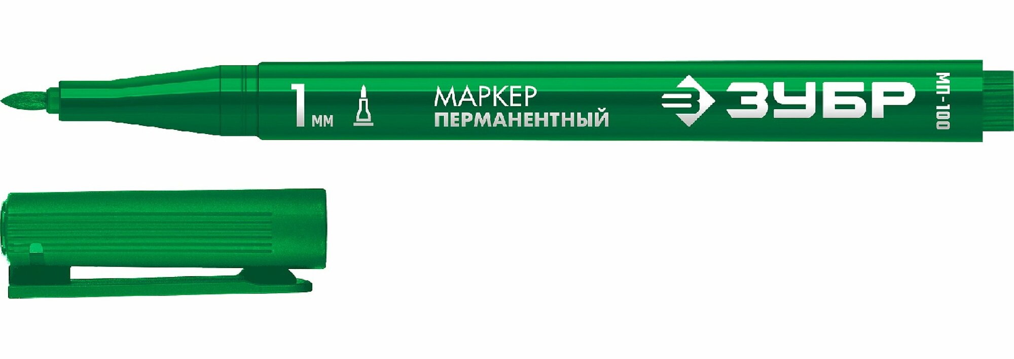ЗУБР МП-100 1 мм, заостренный, зеленый, Перманентный маркер, профессионал (06320-4) (06320-4)