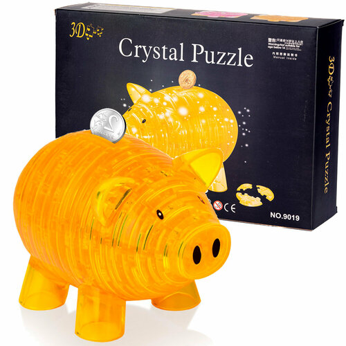 3D-Пазл Yuxin «Большая Cвинья-Копилка» Crystal Puzzle Желтая уникальная креативная большая копилка сделай сам из пвх небьющаяся копилка для денег копилка для монет коробка для монет с ключом пода