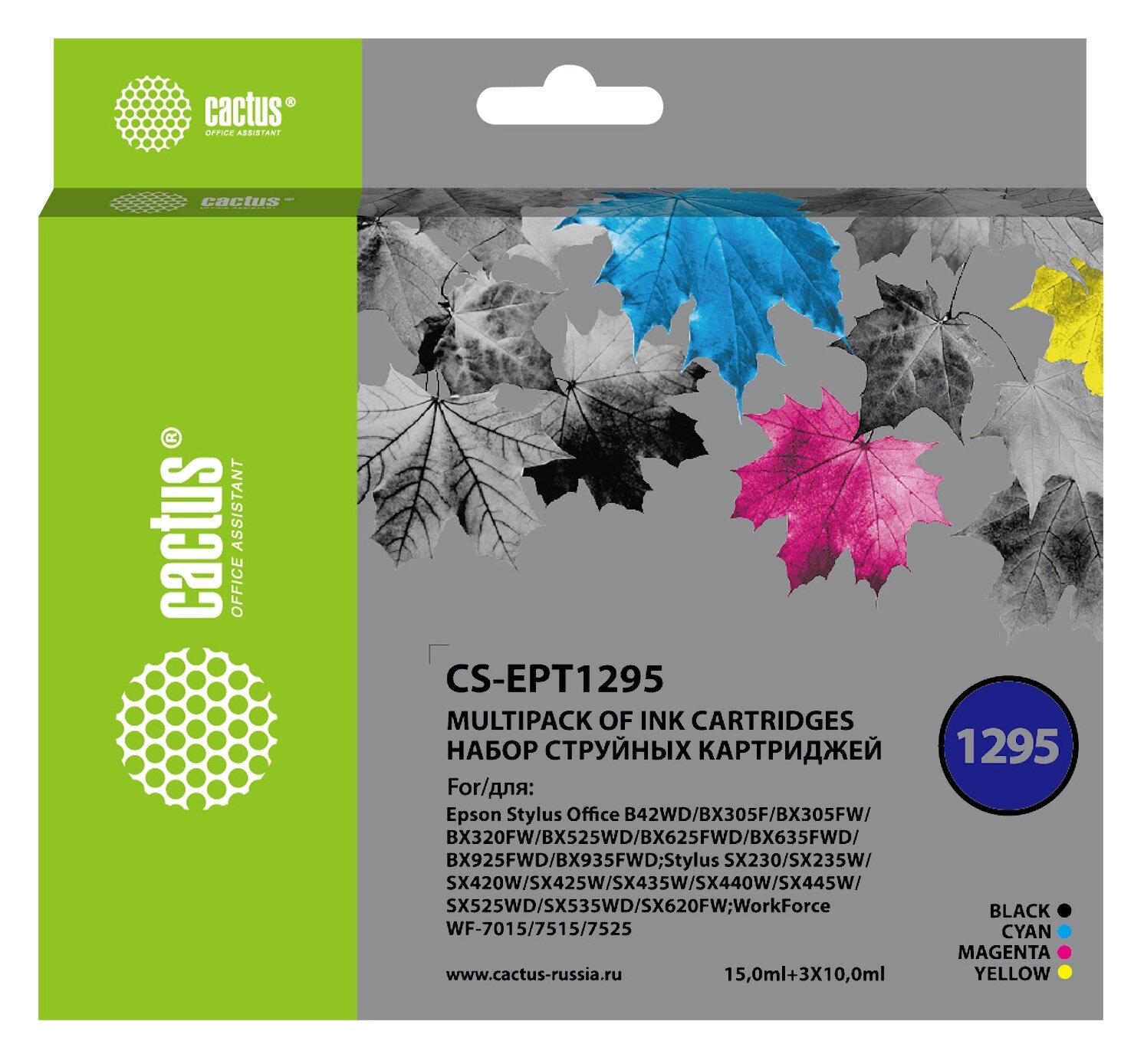 Картридж струйный Cactus CS-EPT1295 черный/голубой/желтый/пурпурный набор