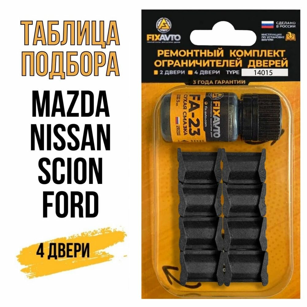 Ремкомплект ограничителей на 4 двери TYPE 14015 Ford, Mazda, Nissan, Scion.