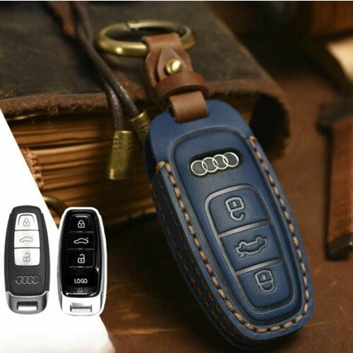 Чехол для автомобильного ключа, DAENERO, кожаный, Audi A4L, Q7, Q5L, A5, синий