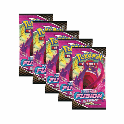 Покемон карты коллекционные: 5 бустеров Pokemon издания Fusion Strike на английском spanish pokemon metal card sp pokémon letters pikachu charizard collection gold cards gx v vmax original game kids toy gift