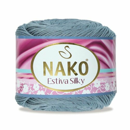 Пряжа Estiva Silky, Nako, джинсовый - 12408, 52% хлопок, 48% бамбук, 5 мотков, 100 г, 224 м.