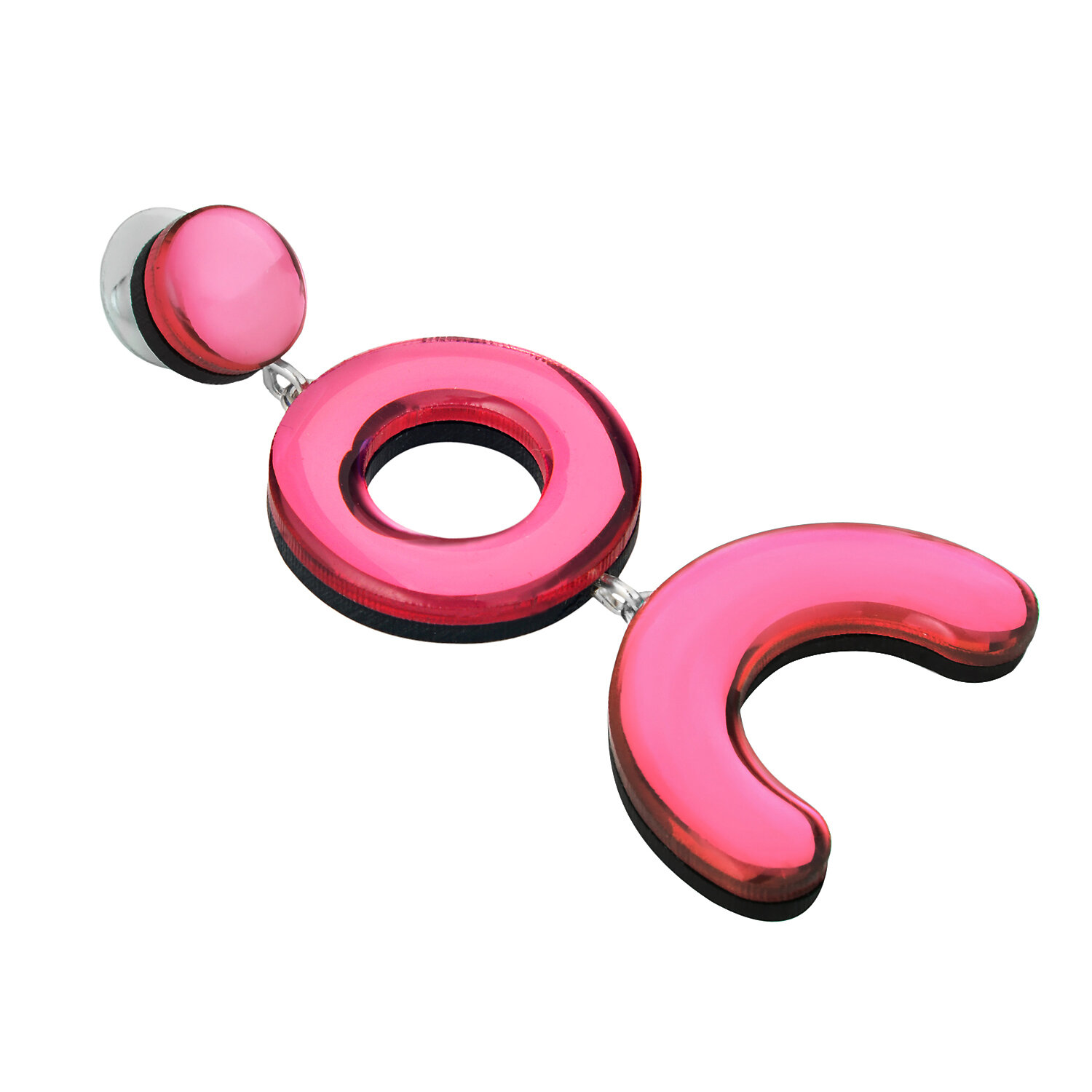 Серьги пусеты, одиночные MONOLAMA, размер 65 мм, розовый — фото 1