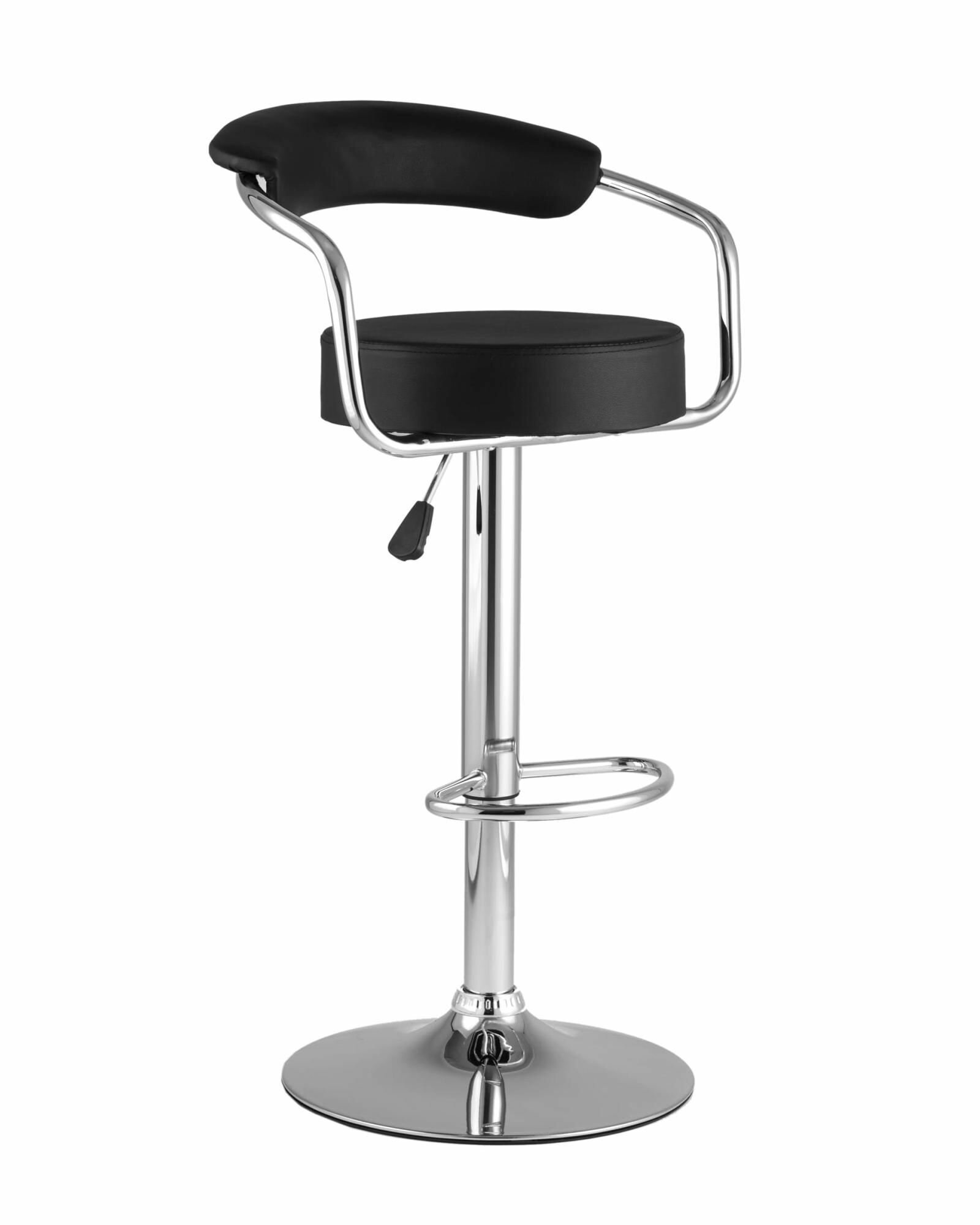 Барный стул Орион STOOL GROUP черный, экокожа, металл, мягкое сиденье, с подлокотниками