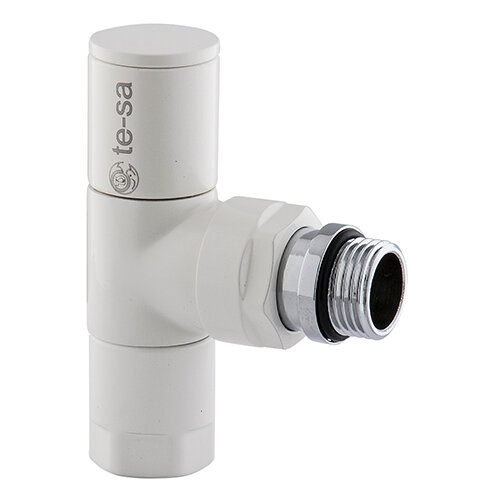 Вентиль Te-sa угловой ручной клапан с рукояткой, без фитинга, белый (100HM-04B)