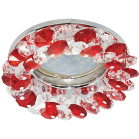 Светильник встраиваемый Ecola CD4141 MR16 GU5.3 Круглый с хрусталиками Прозрачный и Рубин/Хром 50x90 FR1618EFY
