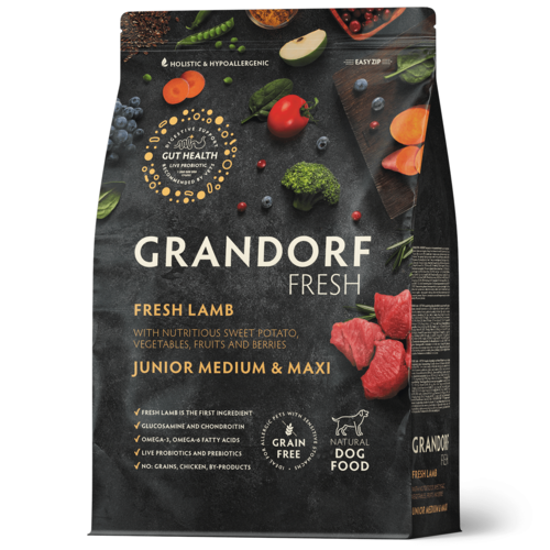 Grandorf Fresh Junior Medium&Maxi Lamb корм для юниоров средних и крупных пород , ягненок с бататом 10кг