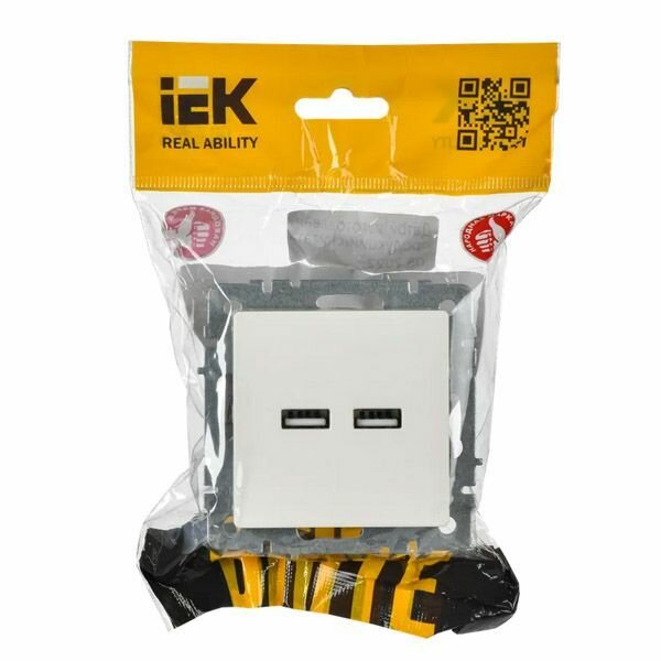 Розетка IEK BRITE USB A+A 3.1А РЮ10-1-БрБ белая - фото №7