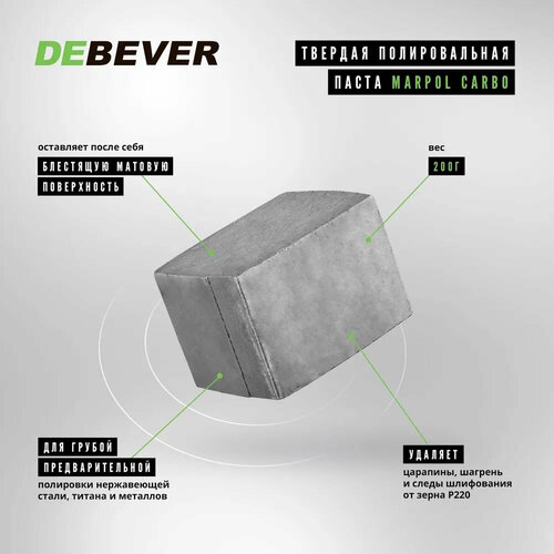 Твердая полировальная паста Marpol CARBO для предварительной полировки нержавеющей стали, титана и металлов, 200 г