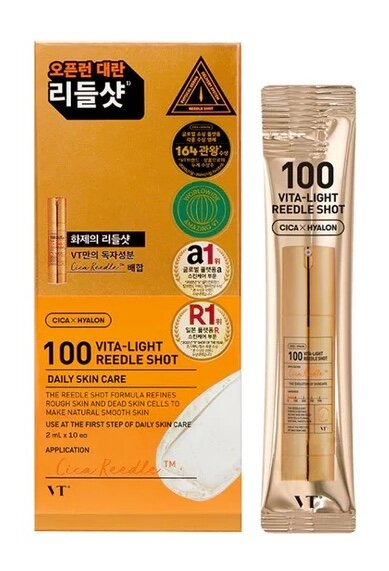 Сыворотка-бустер с микроиглами VT Cosmetics Vita-Light Reedle Shot 100 Stick, 2 мл • 10 шт.