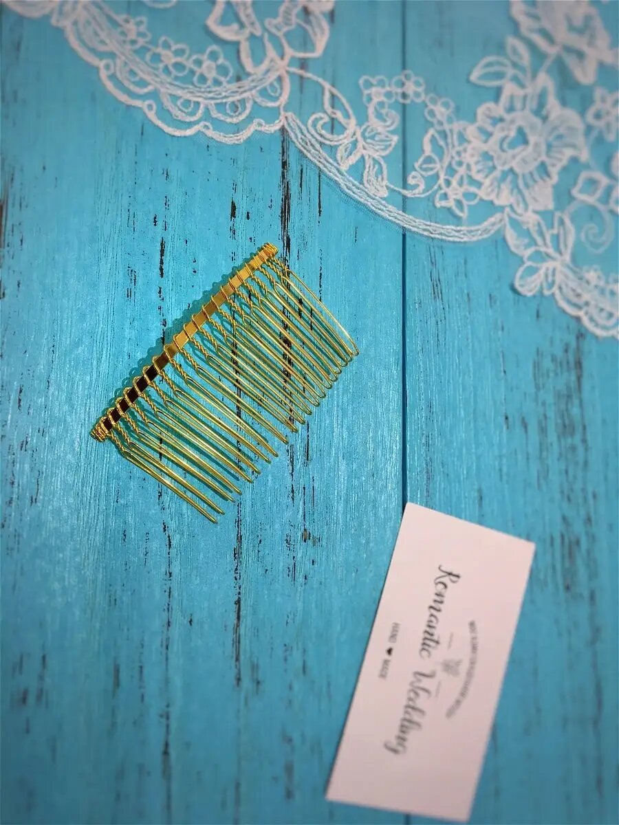 Гребешок заколка гребень волосы металлический золотистый — фото 1