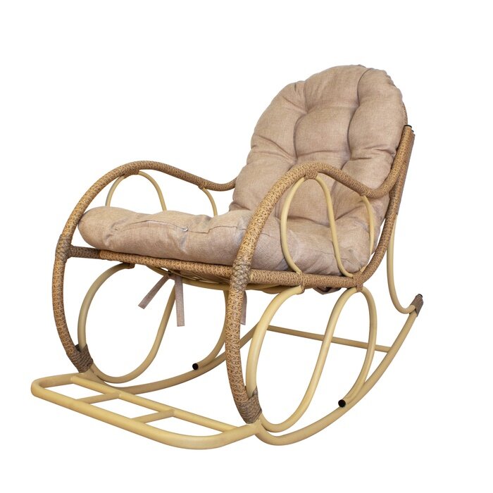 Кресло-качалка Элит бежевое подушка Лен шт