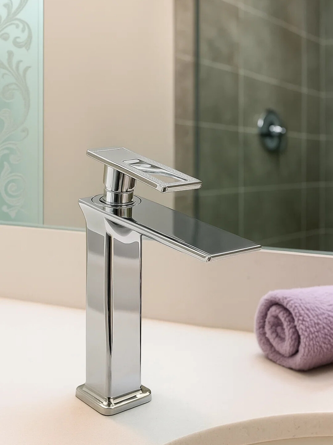 Современный смеситель для раковины с эргономичной ручкой и полным монтажным комплектом