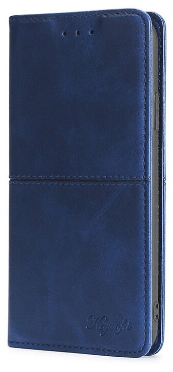 Чехол-книжка MyPads для Samsung Galaxy Note 20 (SM-N980F) из качественной импортной кожи прошитый элегантной прострочкой Ретро синий с магнитной .