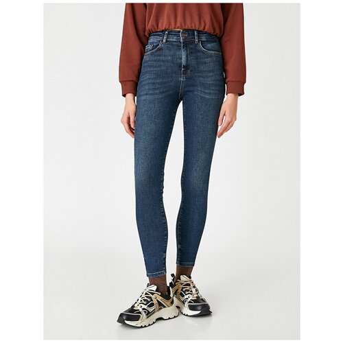 фото Брюки-джинсы koton women, 2wal40155md, цвет: mid indigo, размер: sm