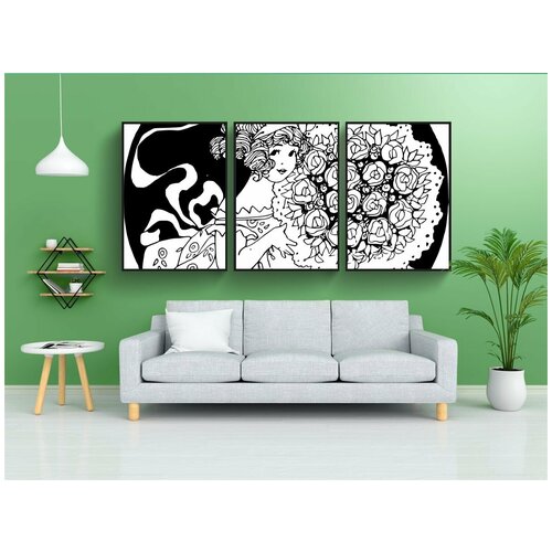 фото Набор модулных постеров для интерьера "букет, порезы, цветы" 60x90 см. в тубусе, без рамки lotsprints