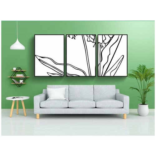 фото Набор модулных постеров для интерьера "завод, цветы, черное и белое" 60x90 см. в тубусе, без рамки lotsprints