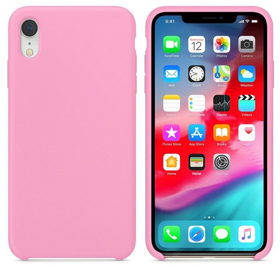 Силиконовая накладка без логотипа (Silicone Case) для Apple iPhone XS Max светло-розовый