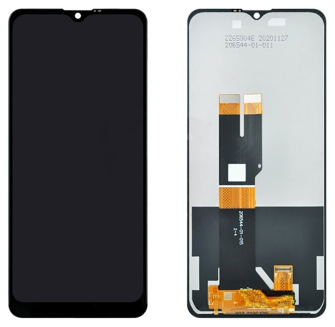 Дисплей (экран) в сборе с тачскрином для Nokia 2.4 черный / 1600x720