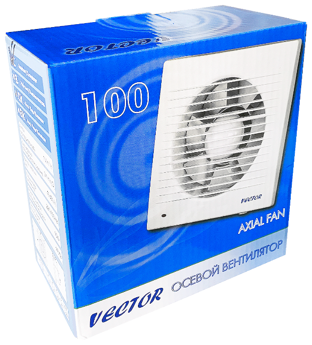 Вентилятор вытяжной Vector 100СК с обратным клапаном, 100 мм., воздухообмен 100м3/ч, 15 Вт, белый - фотография № 5