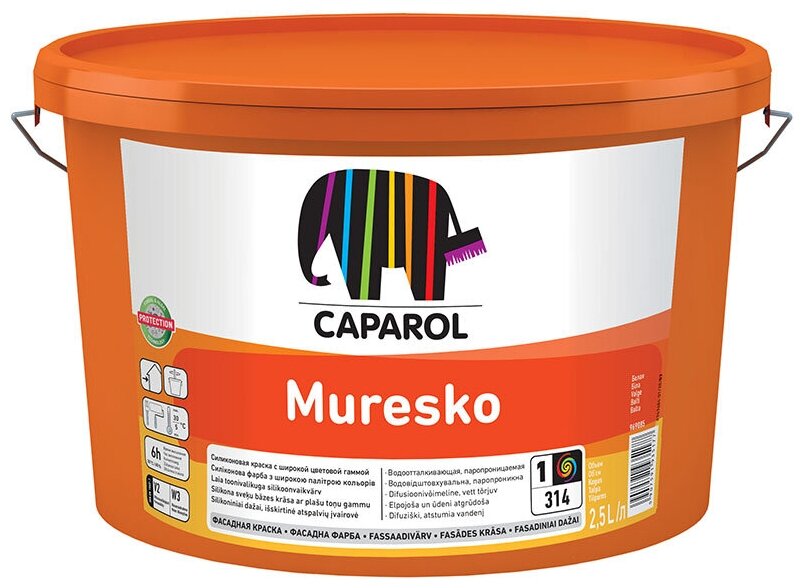 CAPAROL MURESKO / Капарол Муреско краска фасадная на основе силиконовой смолы SilaCryl, матовая, база 1 (2,5 л) (Капарол )