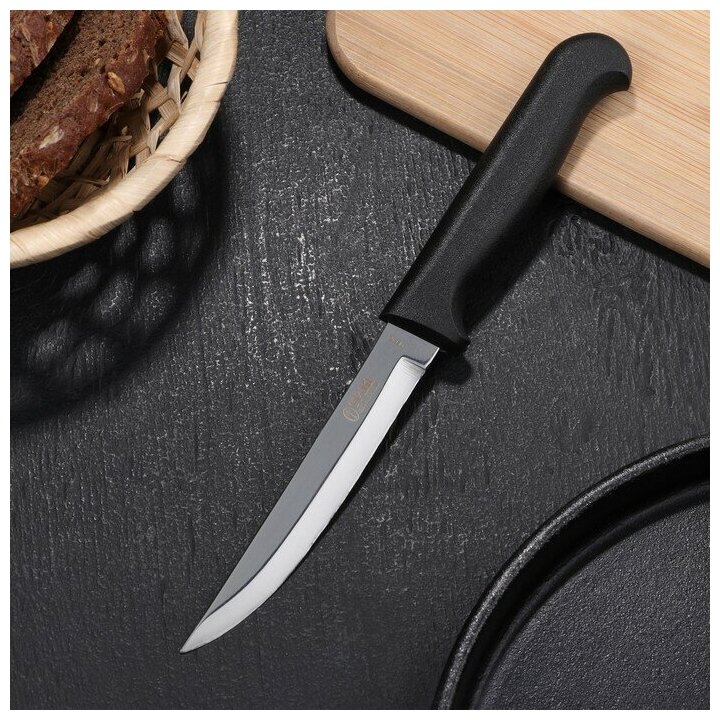 Нож кухонный «Элегант», для овощей, лезвие 11 см, с пластиковой ручкой, цвет чёрный - фотография № 1