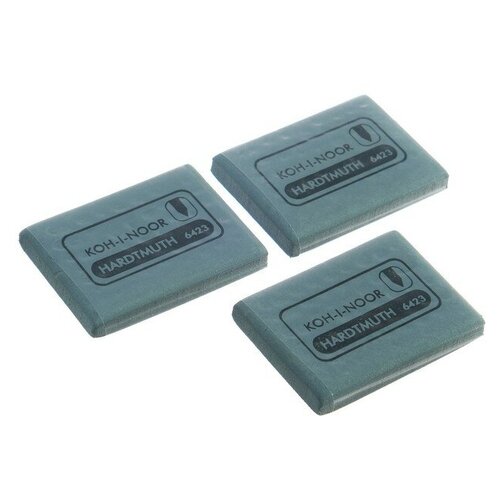 Набор 3 штуки ластик-клячка для растушевки Koh-I-Noor 6421/18 Extra soft, 47 х 36 х 10, серый (2364425) ластик extra soft